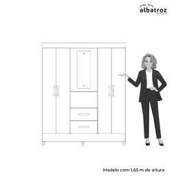 Guarda Roupa Casal C/espelho 4 Portas 2 Gavetas Mobi Capelinha- Carvalho/off White -albatroz - 6