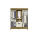 Ver imagem 3 de Guarda Roupa Casal C/espelho 4 Portas 2 Gavetas Mobi Capelinha- Carvalho/off White -albatroz