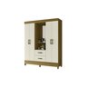 Guarda Roupa Casal C/espelho 4 Portas 2 Gavetas Mobi Capelinha- Carvalho/off White -albatroz - 2