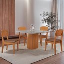 Ver imagem 1 de Mesa de Jantar Eloise 90cm Tampo Mdf Vidro com 4 Cadeiras Copper Moderna Mobília