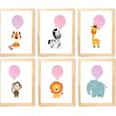 Ver imagem 1 de Quadro Infantil Safari Balão 6 Un A4 Vidro e Pendurador