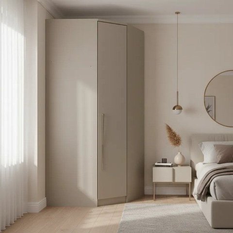 Módulo de Canto Oblíquo 1 Porta 3 Prateleiras Elegance Cinza/Níquel