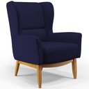 Ver imagem 3 de Kit Poltrona Decorativa Milena D02 com Puff Viseo Veludo Azul Marinho B-304 - Lyam Decor