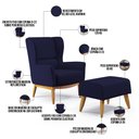 Ver imagem 4 de Kit Poltrona Decorativa Milena D02 com Puff Viseo Veludo Azul Marinho B-304 - Lyam Decor