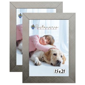 Kit 2 Molduras Porta Retrato 15X21 Prateado