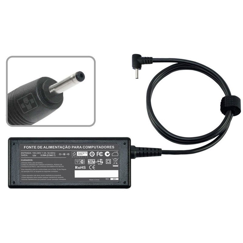 19V 2.1A 40W 2.5x0.7mm carregador de adaptador de alimentação para