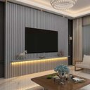 Ver imagem 1 de Painel Ripado 230x250 Com LED Para TV 85 Polegadas Nobre Gelius Cinza