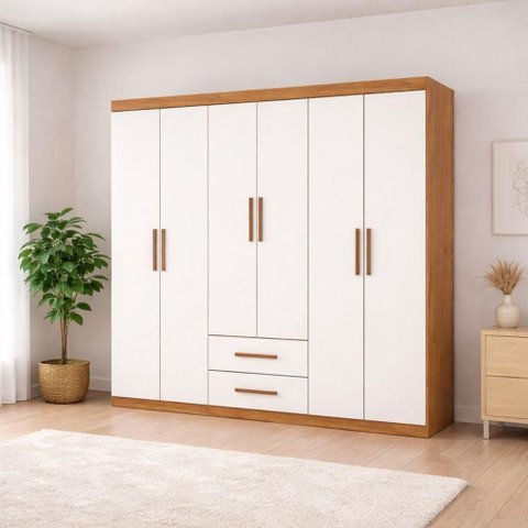 Guarda Roupa com 6 Portas 2 Gavetas Platinum -grand Line