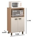 Ver imagem 3 de Balcão para Forno e Micro-Ondas com 2 Portas Marrom/Amendoa/Off White