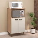 Ver imagem 1 de Balcão para Forno e Micro-Ondas com 2 Portas Marrom/Amendoa/Off White