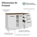 Ver imagem 3 de Balcão de Cozinha 120 cm 2 Portas 3 Gavetas Branco Tampo Rustic Agata Madesa