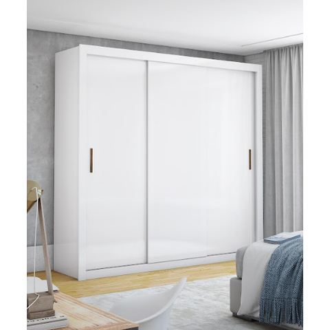 Guarda Roupa Casal 3 Portas de Correr 4 Gavetas 186cm Clarice Branco - Carioca Móveis