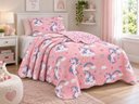 Ver imagem 1 de Kit Colcha Infantil Meninas Dupla Face Solteiro 160x240cm - Unicórnio