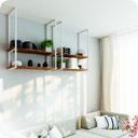 Ver imagem 1 de Nicho Branco Prateleira Suspensa Teto Sala Madeirado 60cm