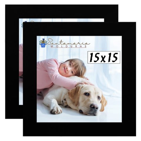 Kit 2 Porta Retrado Molduras 15x15 Preto