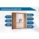 Ver imagem 2 de Guarda Roupa 4 Portas (2 C/ Espelho) e 6 Gavetas Cádis Branco - Demóbile