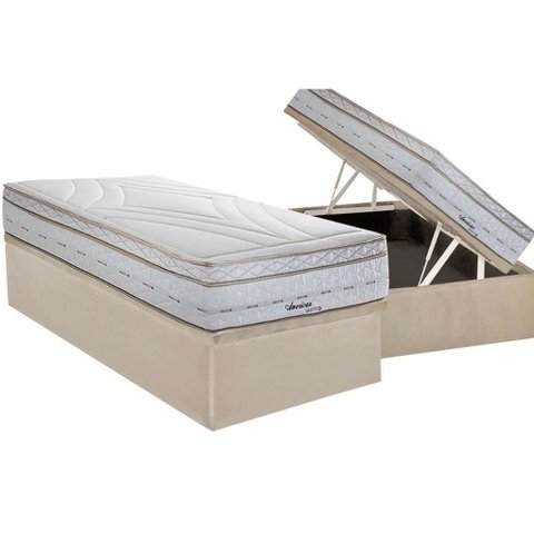 Cama Box Baú Solteiro: Colchão Molas Masterpocket Ensacadas Herval Maxspring American + Base Crc