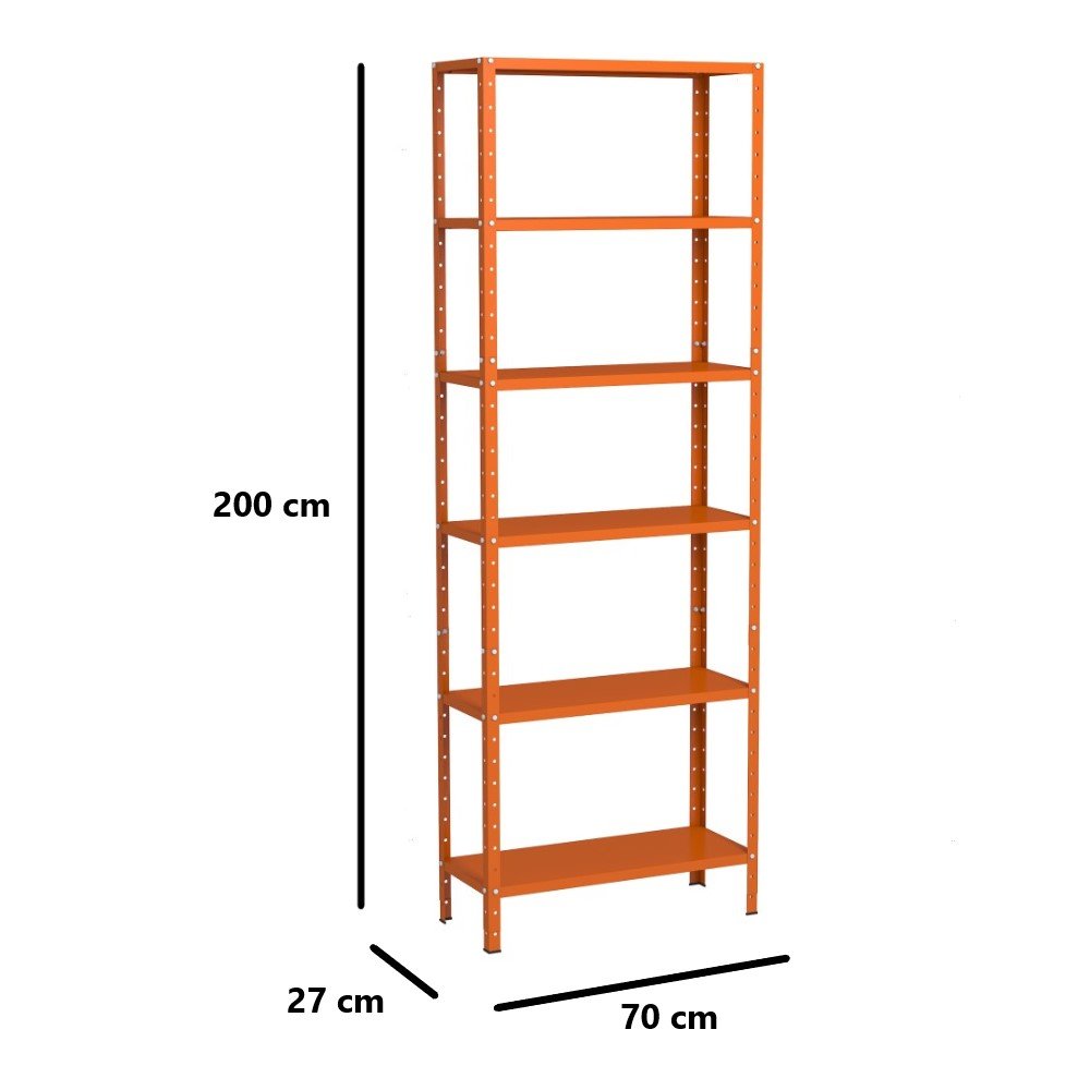 Estante Aço 6 Prateleiras Livros Cozinha Quarto Eaf013 Laranja - 2