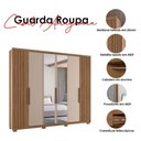 Ver imagem 5 de Guarda Roupa Casal Araguaia e Cômoda Georgia Carvalho Fendi com Espelho - Moval