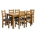 Ver imagem 2 de Conjunto com Mesa de Jantar 160cm e 6 Cadeiras Estofadas 100% Madeira Maciça Napoli Espresso Móveis Marrom/Nogueira/Cinza