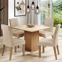 Ver imagem 1 de Conjunto Sala de Jantar Madesa Evelin Mesa Tampo de Vidro com 4 Cadeiras Rustic/crema/imperial Cor:r