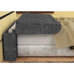 Cabeceira Pietra Casal Super King 195 Cm Com Baú Interno Suede Cinza - DS Estofados - 2