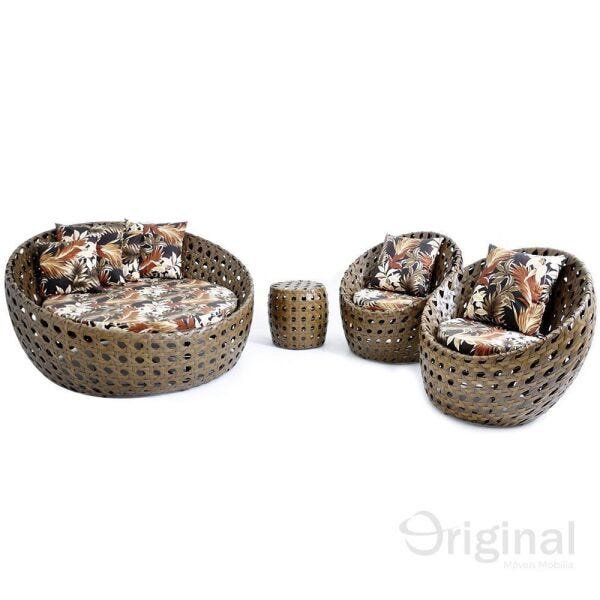 Conjunto Chaise Tailândia Acquablock Original Móveis - Café Tabaco - Mariscal Vermelho - 1