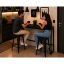Ver imagem 3 de Mesa Jantar Aparador Bancada Alta Industrial 130x40cm Tampo Preto Pés Preto