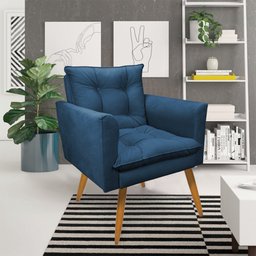 Poltrona Thais Suede Azul Marinho Pés Palito - Pallazio - 2