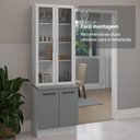 Ver imagem 7 de Kit Balcão + Cristaleira 70cm Branco/cinza Agata Madesa 01