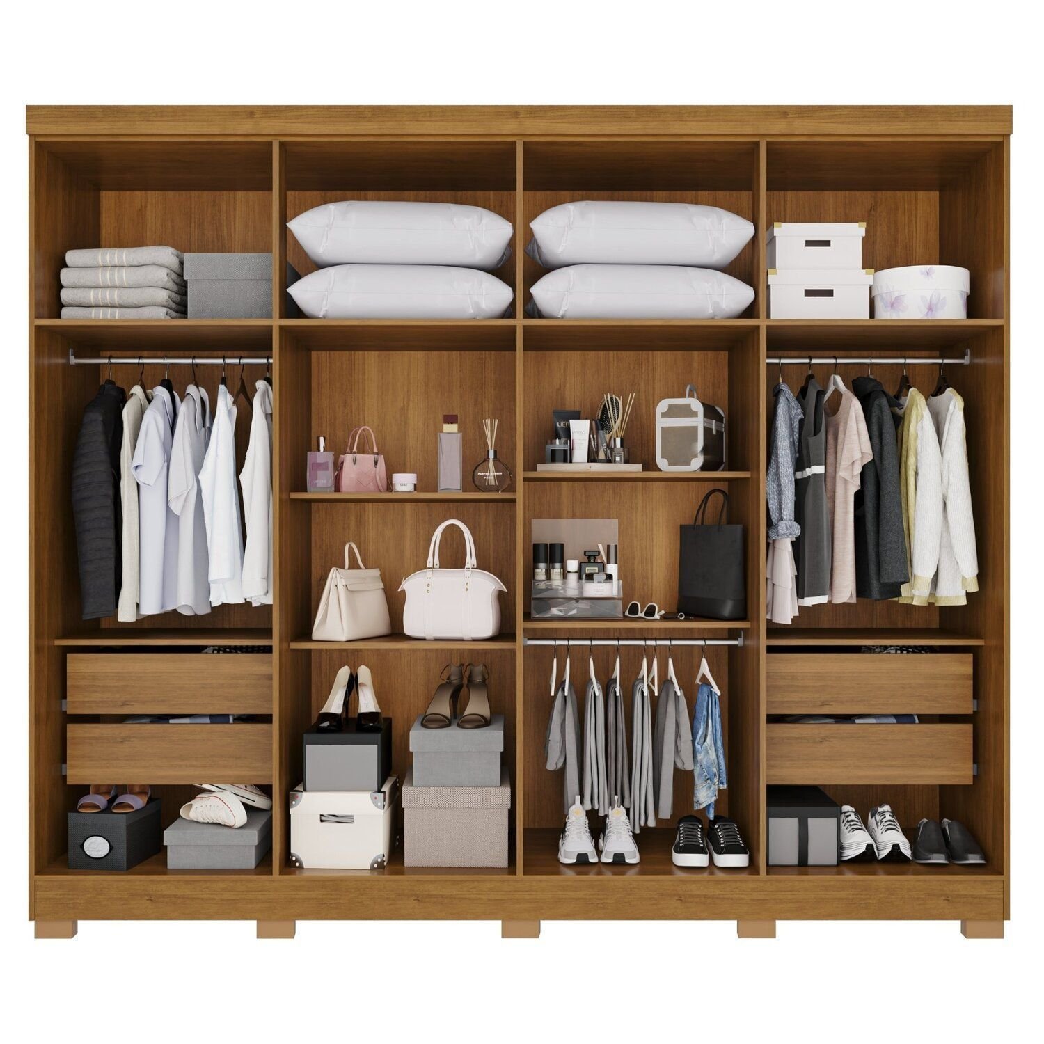 Guarda-Roupa Casal 8 Portas 4 Gavetas com Pés França Espresso