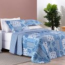 Ver imagem 3 de Kit Cobre Leito Colcha Casa Scarpa Dallas King Dupla Face Estampada 3 Peças - Azul Sereno Patchwork