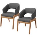 Ver imagem 1 de Kit 02 Cadeiras de Jantar e Estar Living Estofada Lince L02 Linho Cinza Escuro - Lyam Decor