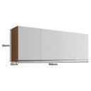 Ver imagem 2 de Armário Aéreo para Cozinha Andréia 4 Portas 160cm Amêndoa Branco - Ajl