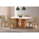 Ver imagem 1 de Sala Jantar Mesa Maldivas Tampo c/ Vidro Curvo 180cm+6 Cadeiras Dakota Madeira Naturale/Off White -