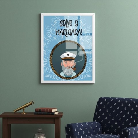 Quadro Decorativo Umbanda Salve a Marujada - 70x50cm:moldura Branca