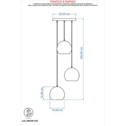 Pendente Bola Preto/Cromado /3 3003 - 2
