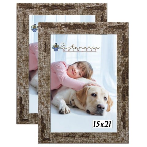 Kit 2 Molduras Porta Retrato 15X21 Marrom