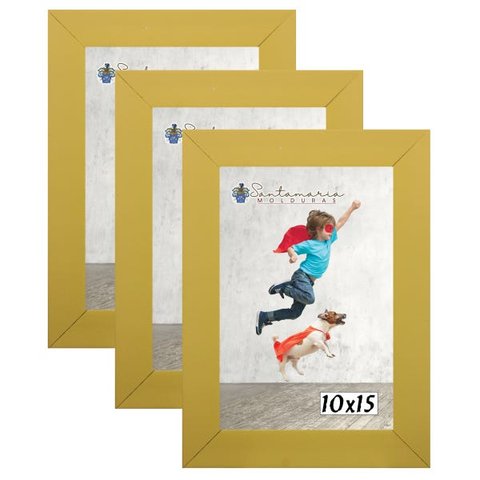 Kit 3 Molduras Porta Retrato 10X15 Amarelo