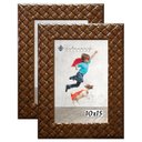 Ver imagem 1 de Kit 2 Molduras Porta Retrato 10X15 3cm Relevo Marrom