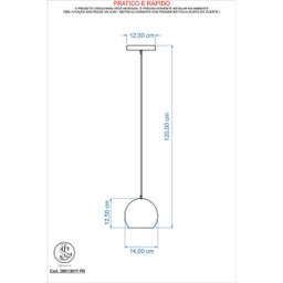 Pendente Bola Branco/Dourado /1 3001 - 2