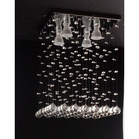 Lustre de cristal 30x30 Chuva Reta com 30 cm De Altura em cristais K9 de 30mm