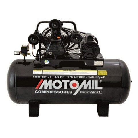 Compressor De Ar Motomil Cmw-15/175I 15 Pés 175 Litros 140 Libras 220/380V Trifásico