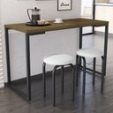 Ver imagem 1 de Conjunto Mesa de Cozinha Prattica Industrial 120cm com 2 Banquetas F02 Castanho/Branco - Mpozenato