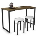 Ver imagem 2 de Conjunto Mesa de Cozinha Prattica Industrial 120cm com 2 Banquetas F02 Castanho/Branco - Mpozenato