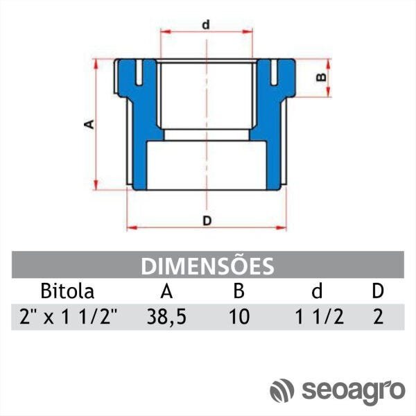 Bucha Redução com Rosca 2 x 1 1/2 - 2
