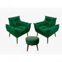 Ver imagem 1 de Kit C-02 Poltronas Opala + 01 Puff Redondo Danny Suede Verde