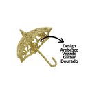 Ver imagem 2 de Kit 4 Enfeites Árvore Natal Mini Guarda Chuva Arabesco Glitter Dourado 12cm - Magizi