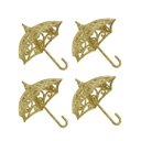 Ver imagem 1 de Kit 4 Enfeites Árvore Natal Mini Guarda Chuva Arabesco Glitter Dourado 12cm - Magizi