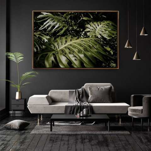 Quadro Decorativo Planta Costela de Adão Com Moldura e Sem Vidro 100X160